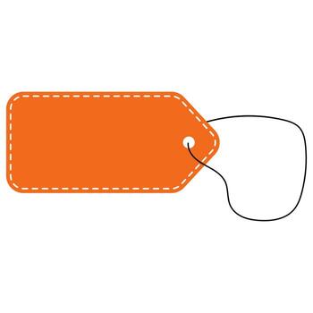 orange price tag with dashed border and black string loop vector