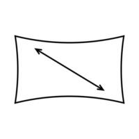 Icon diagonal curved monitor with bold diagonal arrow vector