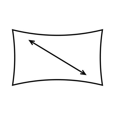 Icon diagonal curved monitor with bold diagonal arrow