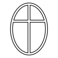 Simple oval window with cross design in black and white vector