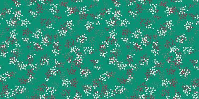 Seamless spotted pattern on a green background. hand drawn sketch. Plain ornament with abstract shape random dots, spots, drops snowflakes vector