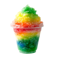 A rainbow colored ice cream in a cup png