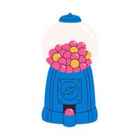 Vending bubblegum machine. Flat illustration isolated on white background. vector