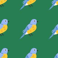 Hand drawn pattern with colourful birds. Seamless texture with different birds. Cute nature illustration background. vector