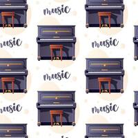 Seamless pattern with piano and the word music vector