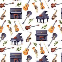 Seamless pattern with musical instruments vector
