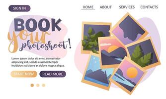 Web page design for booking photoshoots vector