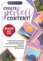 Create Perfect Content flyer with photo prints vector