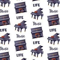 Seamless pattern with piano and grand piano vector