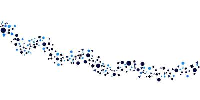 Abstract flowing wave of blue scattered geometry shape in dynamic motion on transparent background vector