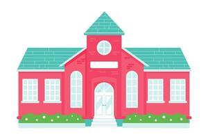 Charming red brick school building with green roof and classic architecture vector