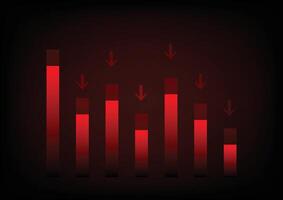 Economic criticalThe lower line graph and shiny on red background. Recession financial, cryptocurrency, gold, and the stock market. Losing money vector