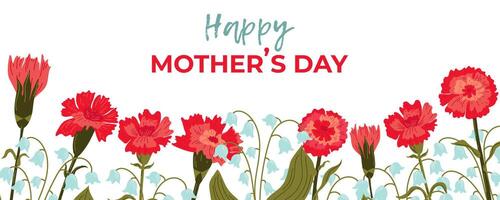 Happy Mother's Day background with carnation flowers . illustration vector