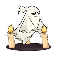 sad ghost with candle vector