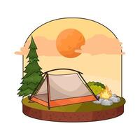 Illustration of tent under the clouds vector