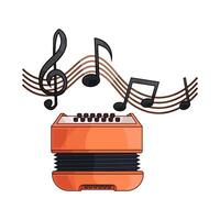 Illustration of a accordion with music vector