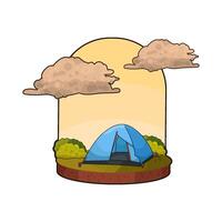 blue tent under the clouds vector