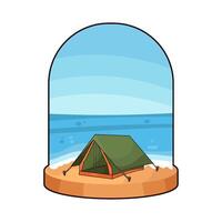 green tent on the coast vector
