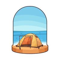 yellow tent on the coast vector