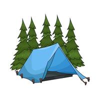 blue tent near the trees vector