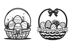 Easter basket with eggs illustration vector