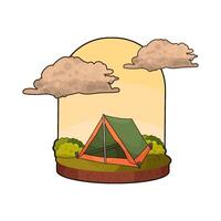 green tent under the clouds vector