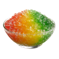 Rainbow ice cubes in a bowl png