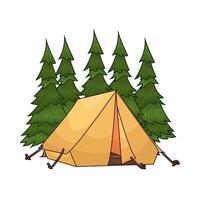yellow tent near the trees vector