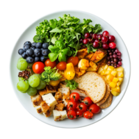 A plate of food with fruit and vegetables on it png