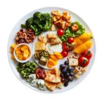 A plate of food with a variety of different foods png