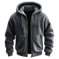 A black hoodie with a zipper on the front png