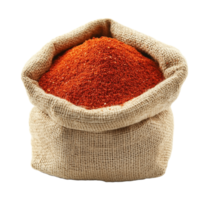 Burlap Sack Overflowing with Rich Red Spice for Culinary Delights and Flavorful Dishes png