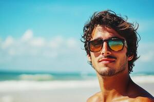 A Man Relaxing On A Sunny Beach Day photo