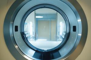 Circular portal view of a sterile medical room photo