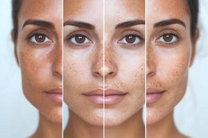 Four Stages Of Skin Treatment Showcasing Visible Improvement photo