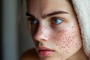 A woman with freckles on her face photo