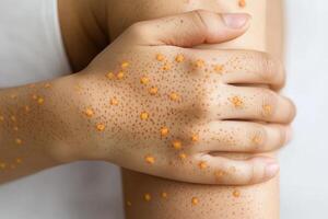 A child with a rash on their arm photo