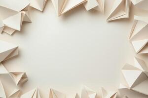 Beige Paper Origami Forms Frame Blank Space photo