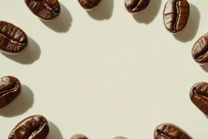 Roasted Coffee Beans Frame White Background photo