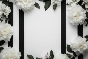White Peonies and Alstroemeria Frame a Blank Space photo