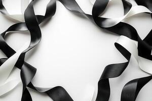 Black and white ribbons create a frame design photo