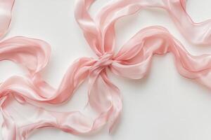 Delicate Pink Silk Ribbon Arranged in a Bow Shape photo