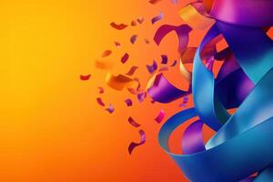 Colorful ribbons and confetti celebrate festive occasion photo