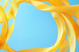 Abstract Yellow Ribbons Against Blue Sky photo