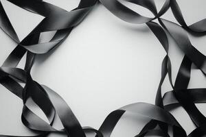 Black Ribbons Arranged In An Abstract Frame Design photo