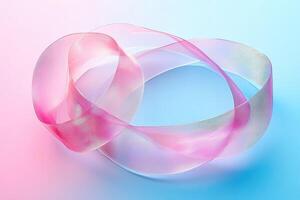 Pink and blue ribbon swirls on pastel background photo