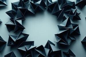 Dark Origami Boats Forming a Circular Frame photo