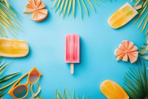 Summertime Popsicles Palm Leaves And Flowers photo