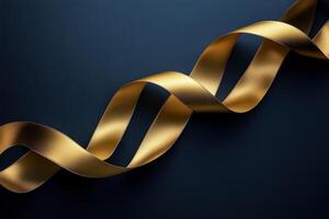 Golden ribbon swirls on a dark blue background photo