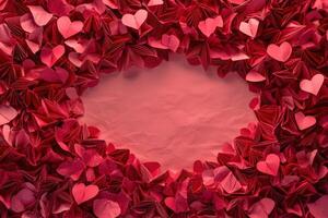 Red Paper Hearts Frame a Blank Space photo